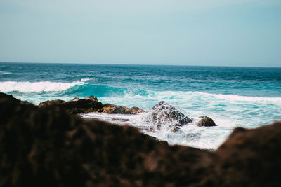 Waves crashing on shore