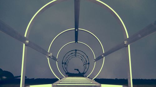 Low angle view of basketball hoop against sky