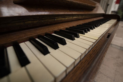 Close-up of piano keys