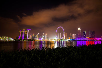 Illuminated city at night
