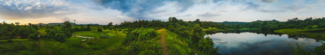 Panoramic view of lake against sky