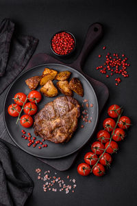 High angle view of food on table