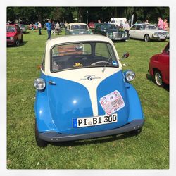 High angle view of car on grass