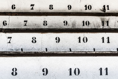 Numbers lined up in a row against a white background