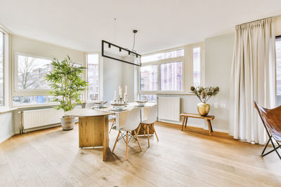 Interior of dining area at modern apartment