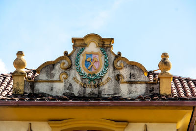 Low angle view of old building against clear sky