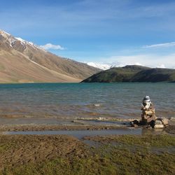 Scenic view of lake and mountains