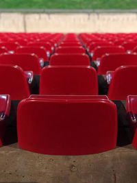 Close-up of empty seats