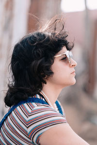 Side portrait of woman with vintage style