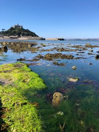 Scenic view of sea against clear sky