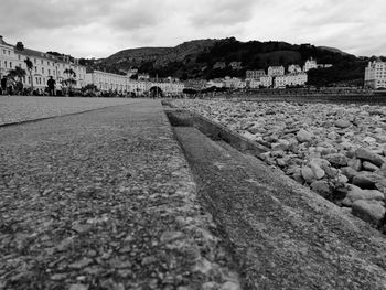 Surface level of landscape against sky