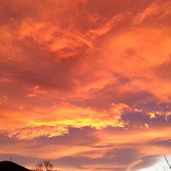 Low angle view of cloudy sky at sunset