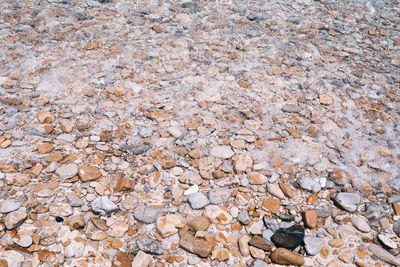 High angle view of stones on beach