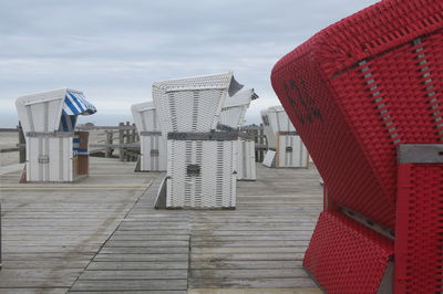 View of buildings on beach against sky