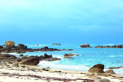 Scenic view of sea against clear sky