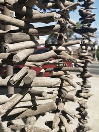 Close-up of stack of wood