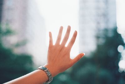 Cropped hand of woman