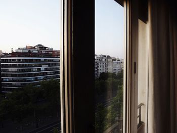 View of building through window