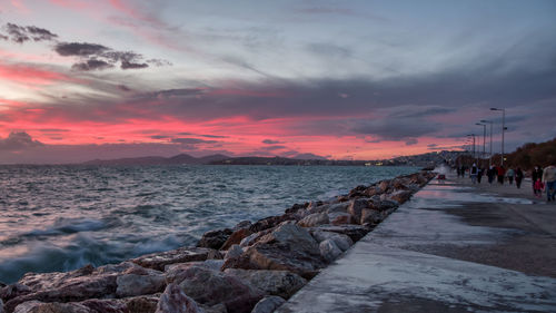Scenic view of sea against sky during sunset