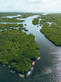 High angle view of sea