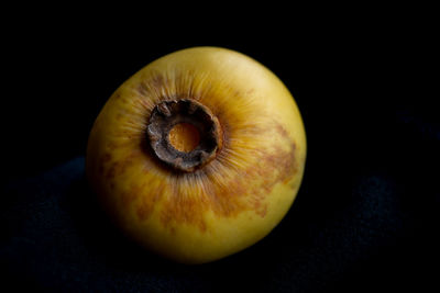 Close-up of apple against black background