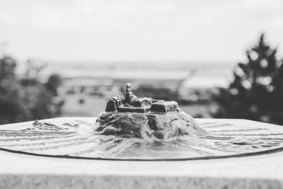 Close-up of small castle figurine