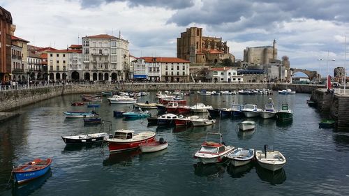 Boats moored in cantabria, spain