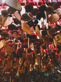 Full frame shot of prayer tablets hanging outdoors