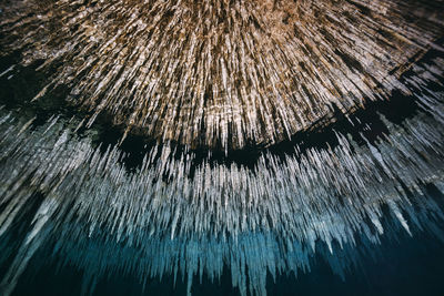 Low angle view of icicles