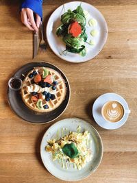 High angle view of breakfast