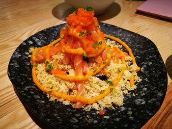 Close-up of food served in plate