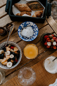 High angle view of food on table