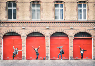 Group of people in front of building