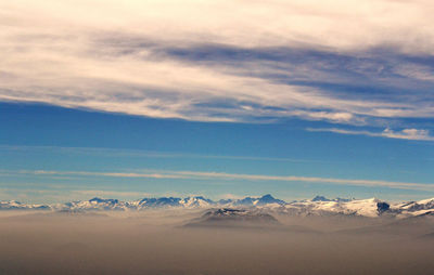 Aerial view of desert against sky