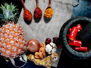 Fruits and vegetables on table