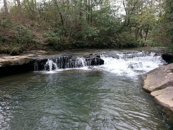 Scenic view of river flowing through rocks