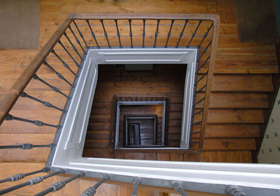 High angle view of spiral stairs