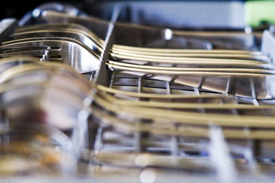 Close-up of empty seats on table in restaurant