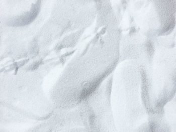 High angle view of snow covered land