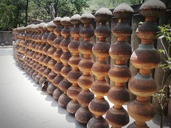 Close-up of stack of stone wall