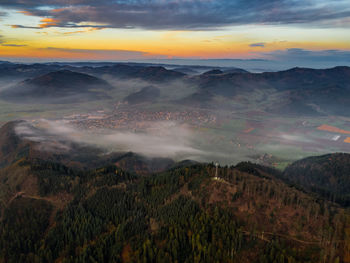 Scenic view of landscape against sky during sunset