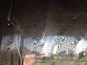 View of rain drops on road