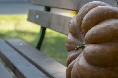 Close-up of pumpkin on table