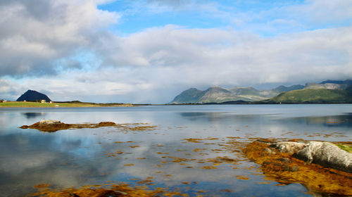 Scenic view of lake against sky with reflexion