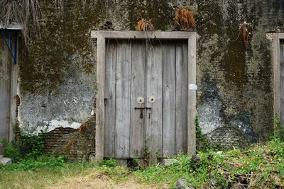 Closed door of old building