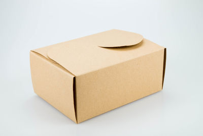 Close-up of box over white background