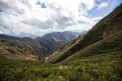 Scenic view of mountains against sky