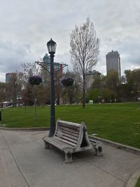 Empty benches in park