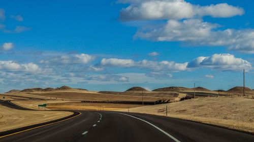 Road by landscape against sky