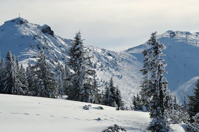 Snowcapped mountains against sky